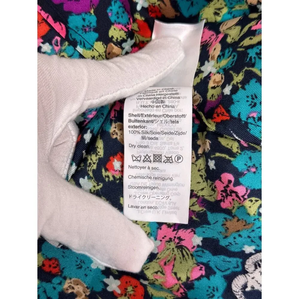 New J Crew Collection Silk Shirt 00 Womens Grazing Goats Whimsical